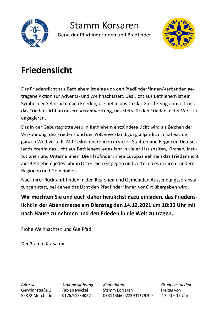 20211126 Friedenslicht Brief