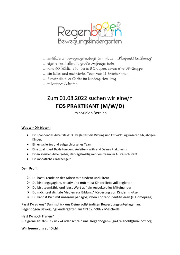 20220511 FOS Prakti Stellenausschreibung