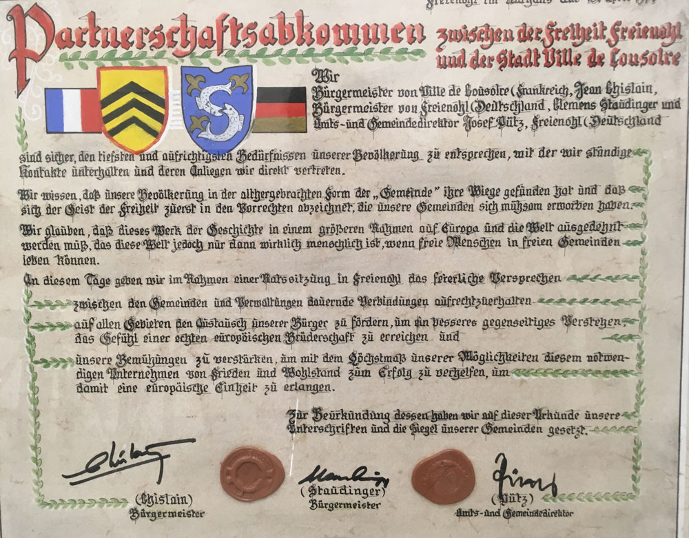 Cousolre Patnerschaft Urkunde 1974
