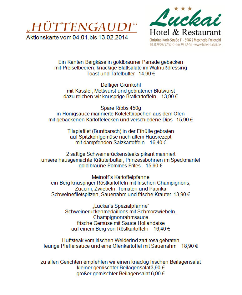 Hüttengaudi Freienohl Restaurant Luckai