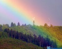 Qitten und Flieder,Küppelturm mit  ,Regenbogen 039