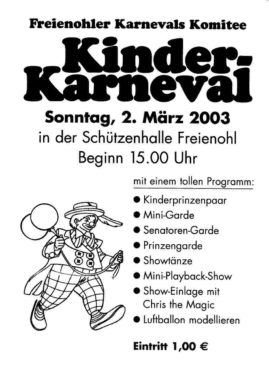 Plakat zum Kinderkarneval, 2003